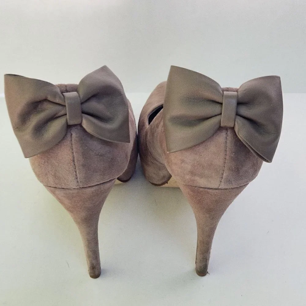 Dolce Vita Briar Suede Later Bow Taupe Hidden Platform Pumps Size 9
